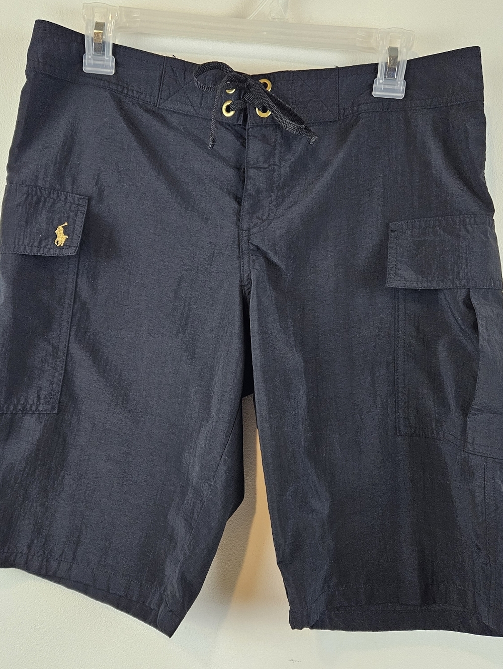 Ralph Lauren Navy Cargo Swim Shorts with Gold Pony Accent Size Small